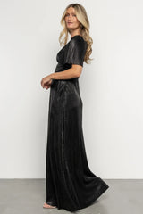 Venetian Pleated Gown | Black