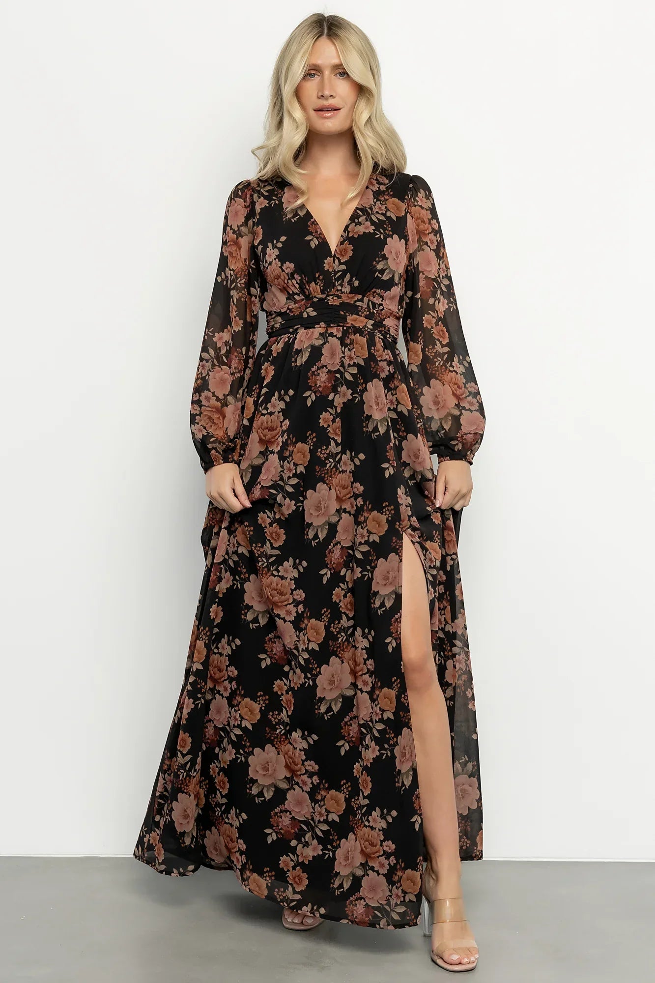 Adira Maxi Dress | Black + Mauve Floral