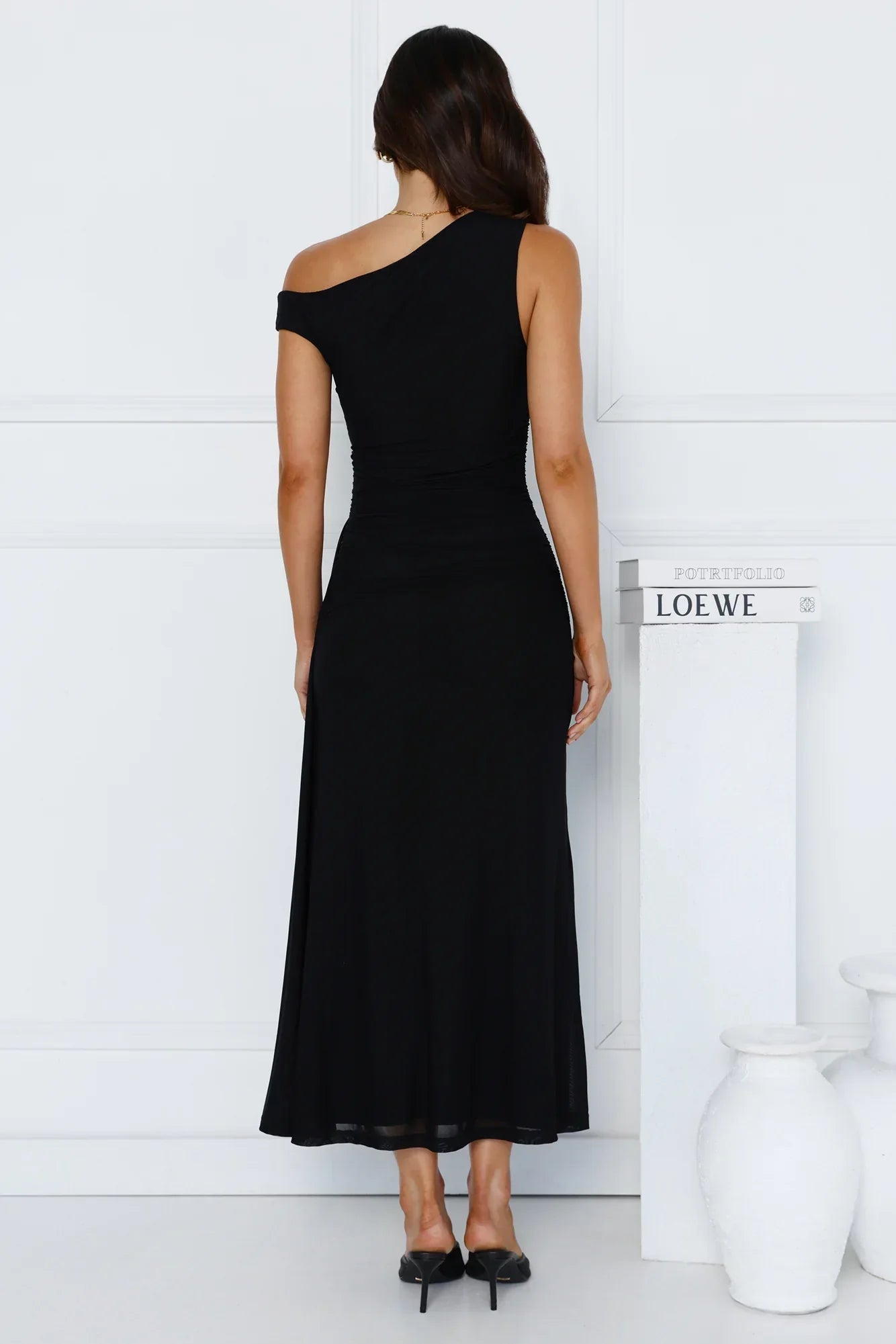 Moves With You Off Shoulder Mesh Maxi Dress Black